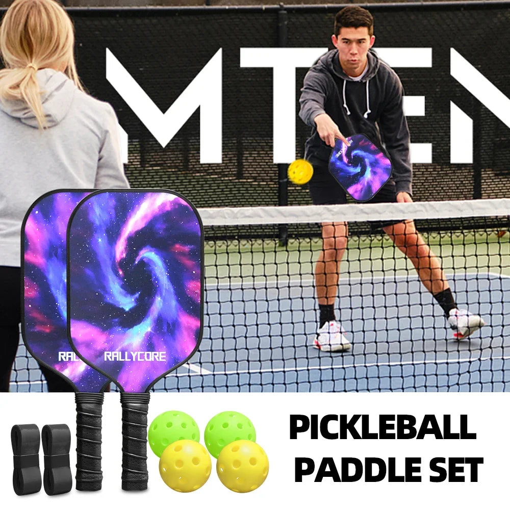 Pickleball Paddles Set of 2 with 4 Balls  Carry Bag  Premium Honeycomb Core Paddles for Indoor  Outdoor Play for Adults andYouth