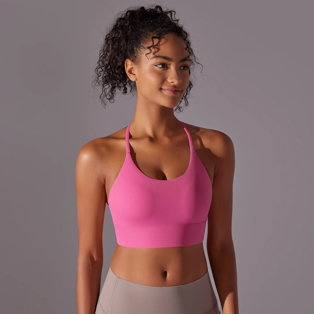 Sport Bra Soft Backless Sexy Women Fitness Bra Tights Yoga Vest High Strength Shockproof Gym Sports Top Push Up With Chest Pad