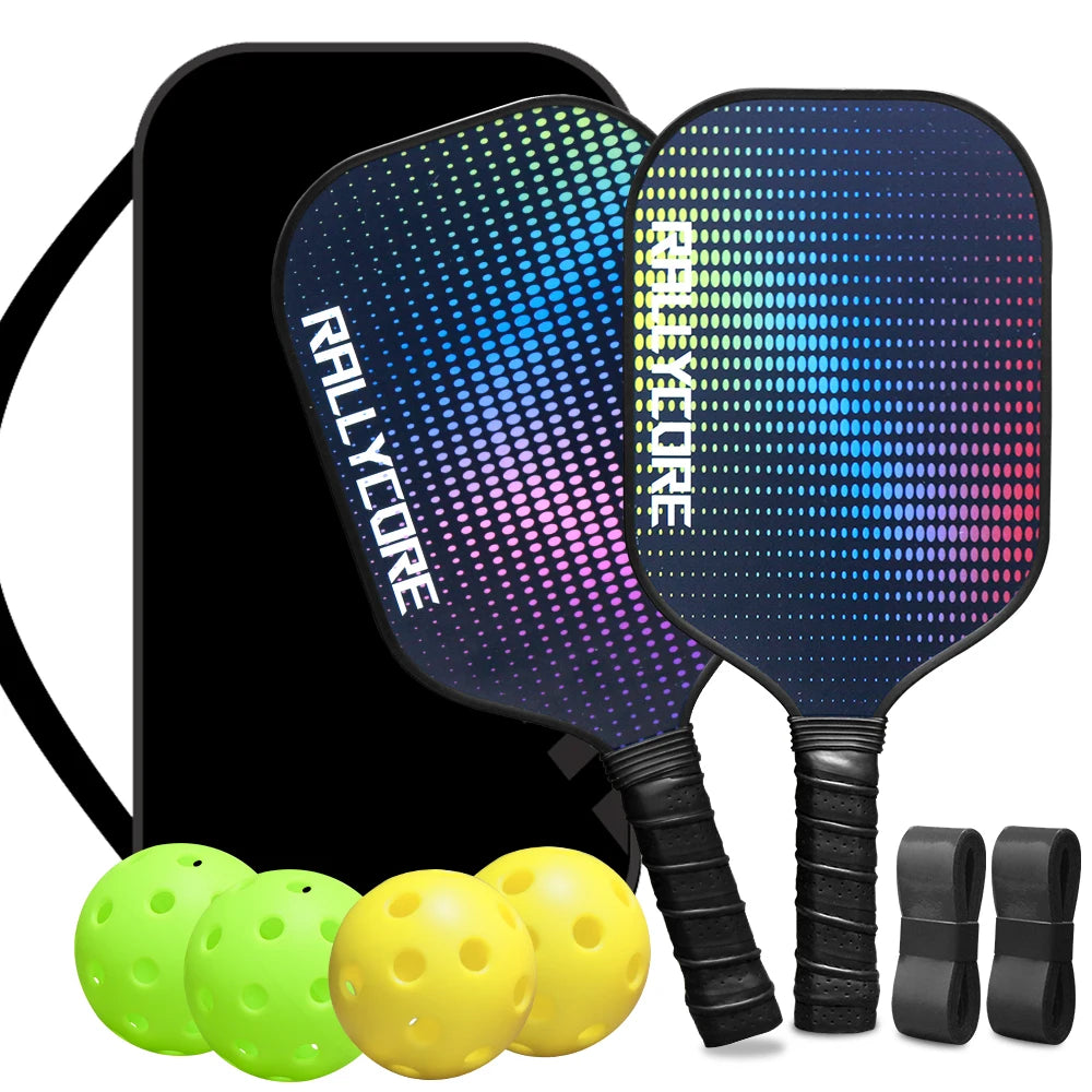 Pickleball Paddles Set of 2 with 4 Balls  Carry Bag  Premium Honeycomb Core Paddles for Indoor  Outdoor Play for Adults andYouth