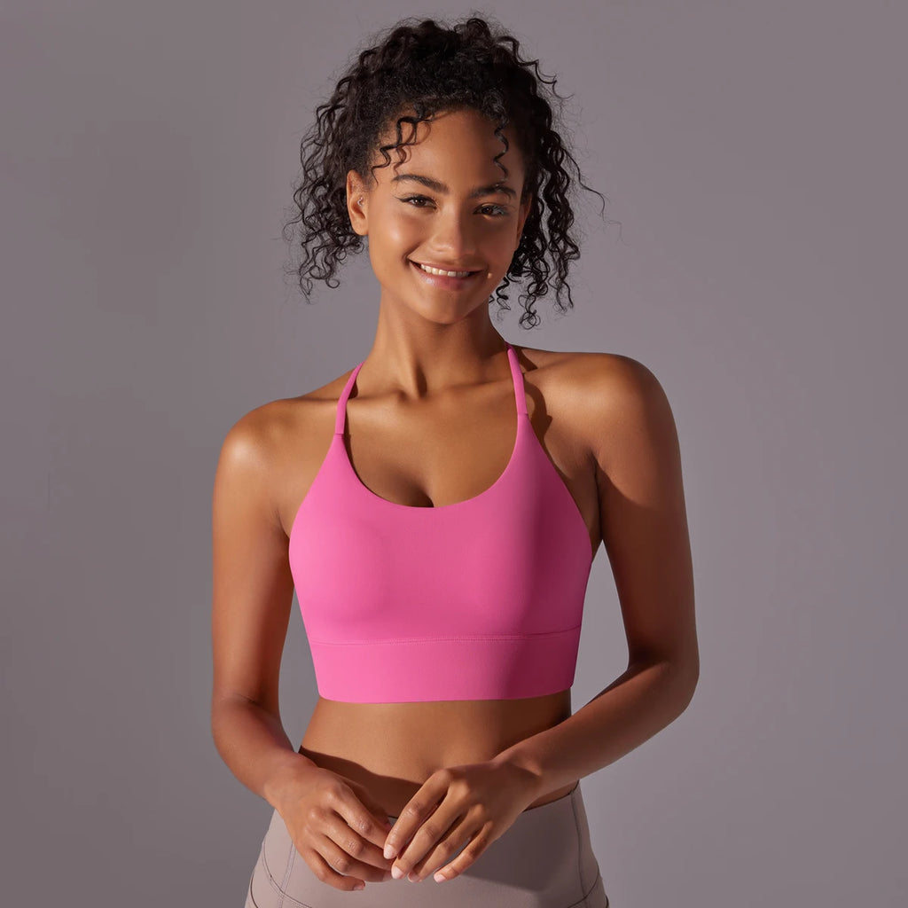 Sport Bra Soft Backless Sexy Women Fitness Bra Tights Yoga Vest High Strength Shockproof Gym Sports Top Push Up With Chest Pad
