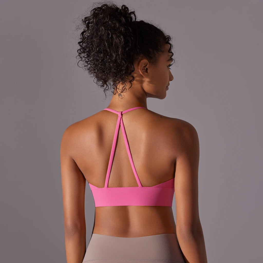 Sport Bra Soft Backless Sexy Women Fitness Bra Tights Yoga Vest High Strength Shockproof Gym Sports Top Push Up With Chest Pad