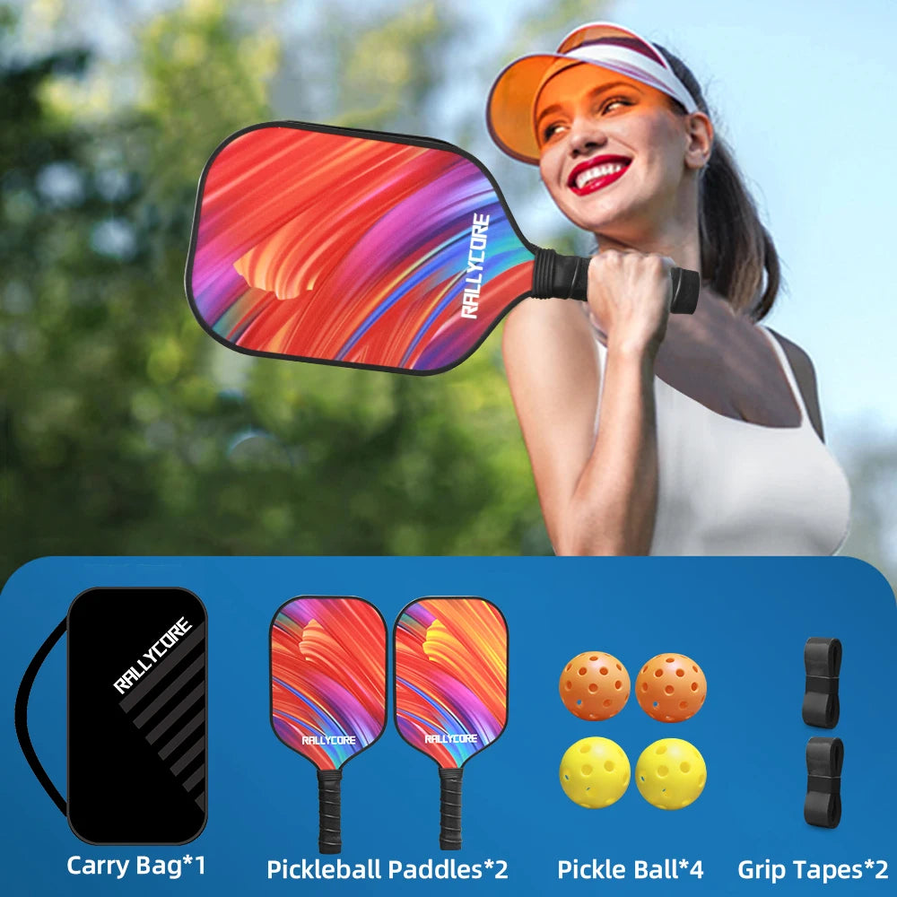 Pickleball Paddles Set USAPA Compliant Fiberglass Surface Enhanced Power with Pickleball Bag Best Gift for Beginners
