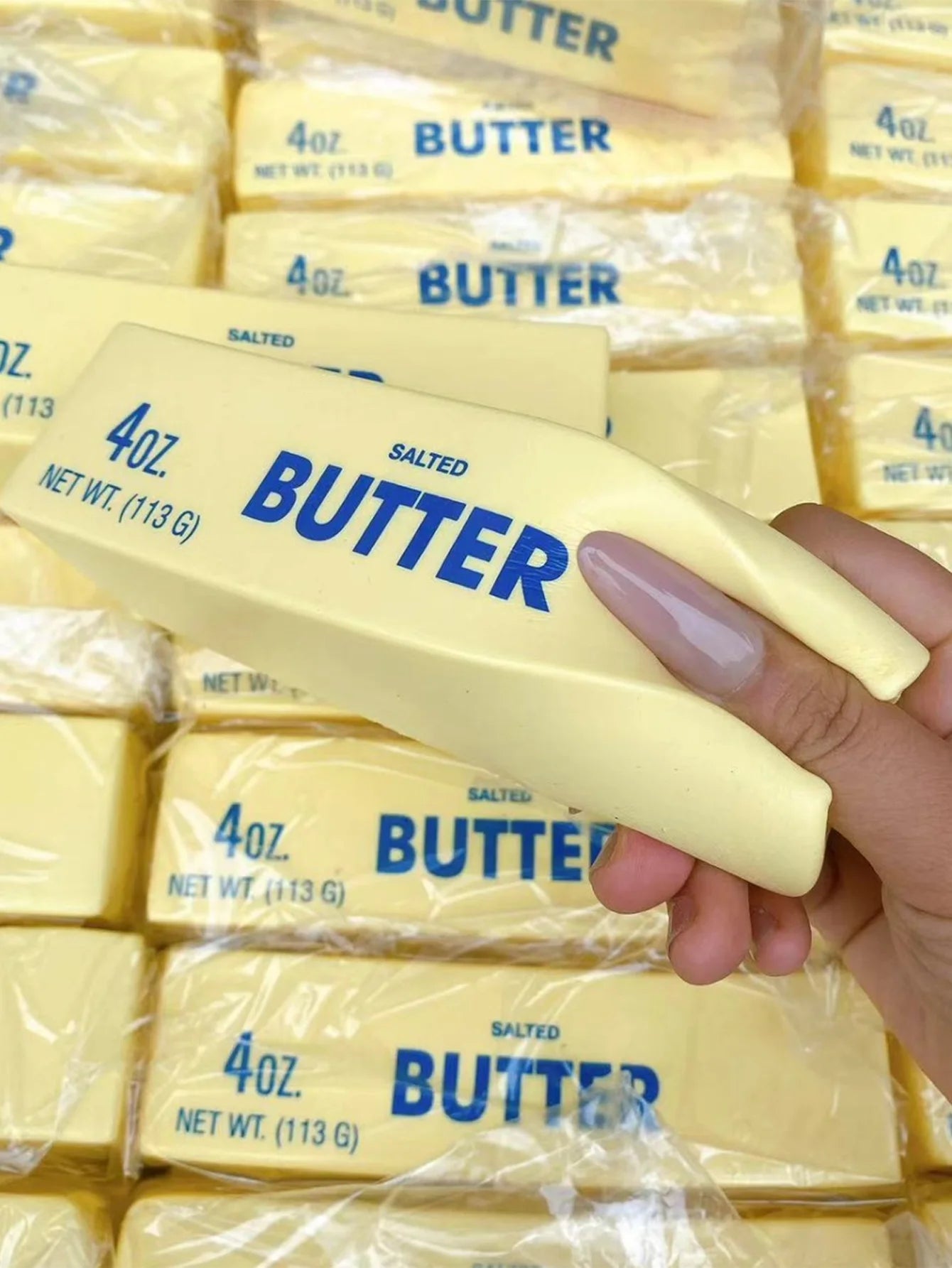 3-Piece/2-Piece/1-Piece Set of Ultra-Soft Butter-Shaped Slow-Rebound Sensory Toys, Sticky Butter Stick Squeeze Toys, Realistic Food Sensory Stress-Relief Toys, Party Favors - Strawberry and Butter Stick, 2 Types to Choose fro