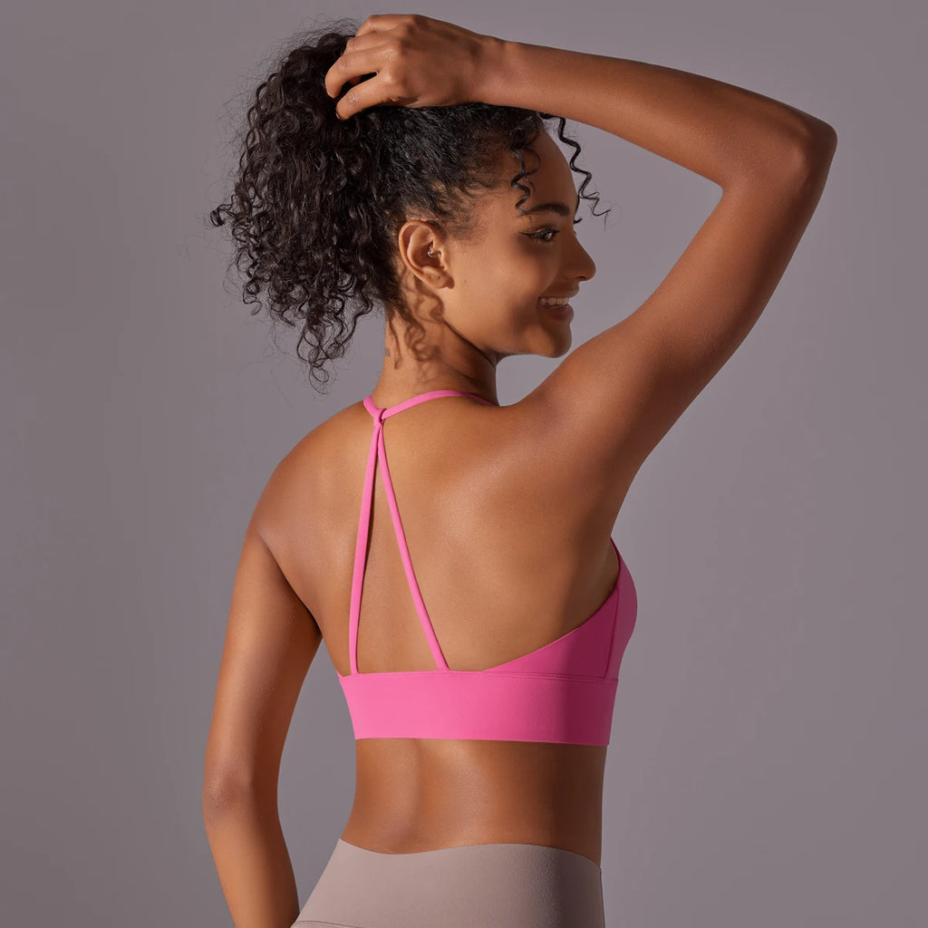 Sport Bra Soft Backless Sexy Women Fitness Bra Tights Yoga Vest High Strength Shockproof Gym Sports Top Push Up With Chest Pad