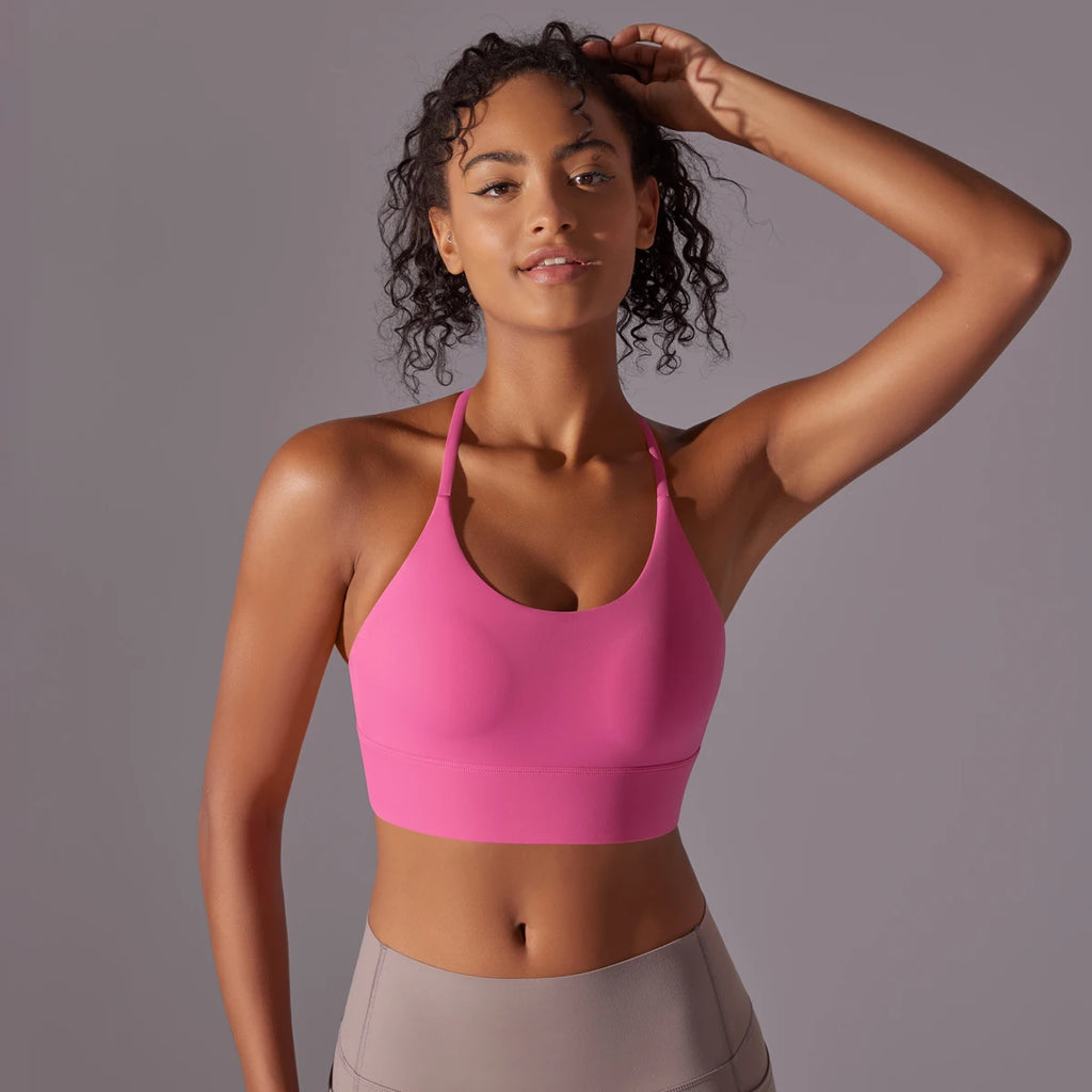 Sport Bra Soft Backless Sexy Women Fitness Bra Tights Yoga Vest High Strength Shockproof Gym Sports Top Push Up With Chest Pad