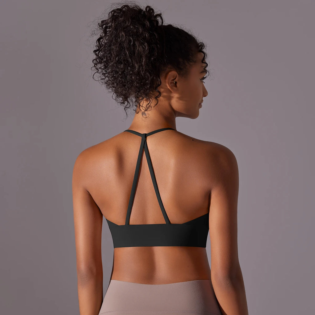 Sport Bra Soft Backless Sexy Women Fitness Bra Tights Yoga Vest High Strength Shockproof Gym Sports Top Push Up With Chest Pad